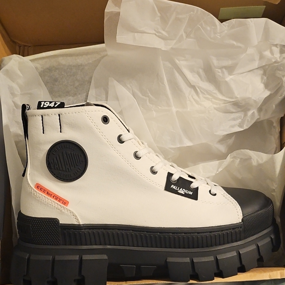 Palladium Black and White High-Top Boots